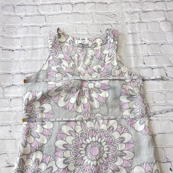 LOFT Factory woman’s 100% Linen Dress Gray Lavender Floral print sleeveless 8 - Picture 6 of 12